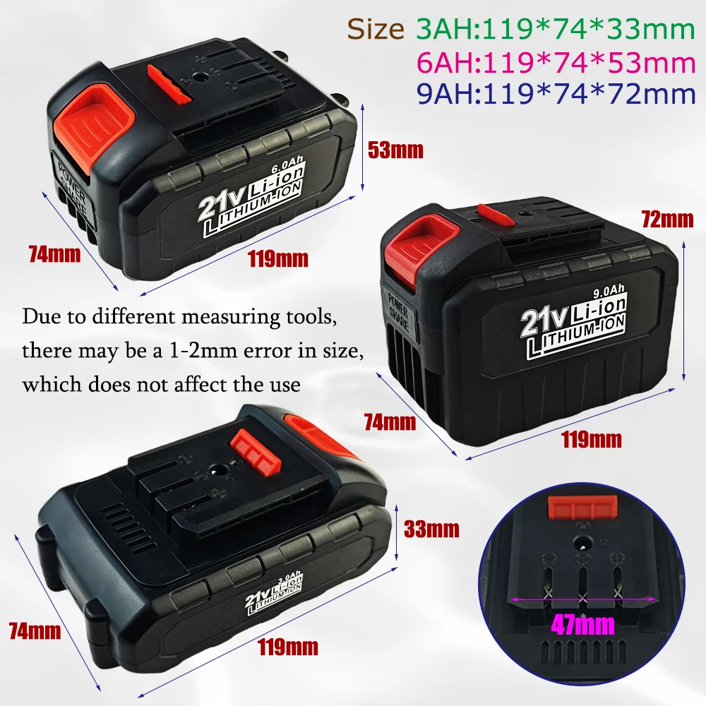 21V 3AH/6AH/9AH Lithium-ion rechargeable  for Dayi battery cordless screwdriver,gun drill power tool accessories