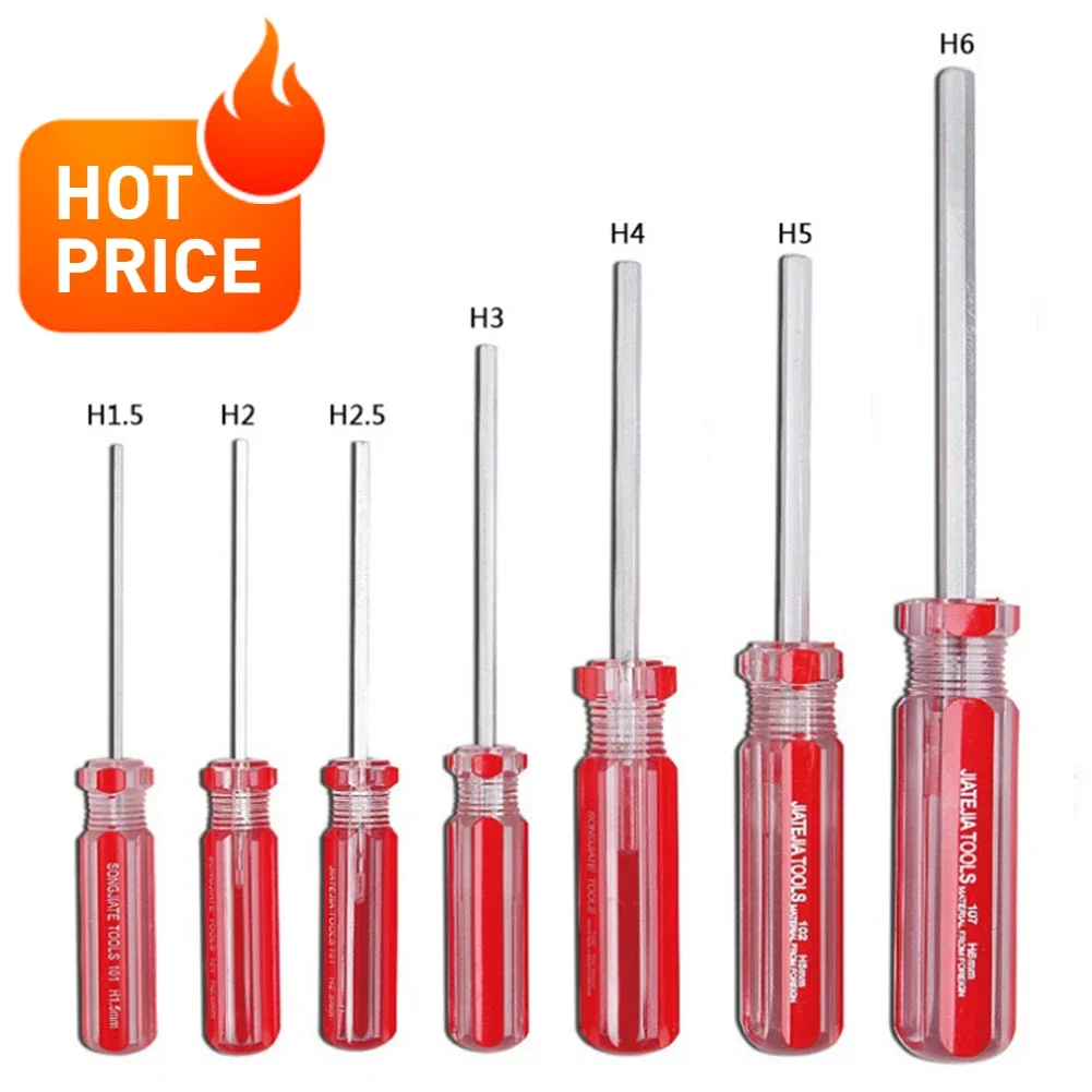 플랫 헤드 육각 생크 마그네틱 스크루드라이버, 스틸 핸드 수동 정밀 공구, 1PC, 1.5mm, 2mm, 2.5mm, 3mm, 4mm, 5mm, 6 mm