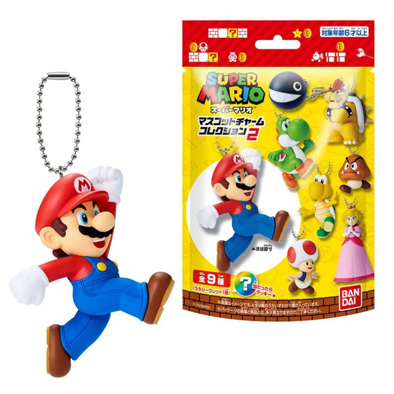 Новая оригинальная аниме-фигурка Bandai Shokugan Super Mario: Марио, Пич, Йоши, Тоуд. Брелок-подвеска, коллекционная серия 2. Игрушка-подарок.