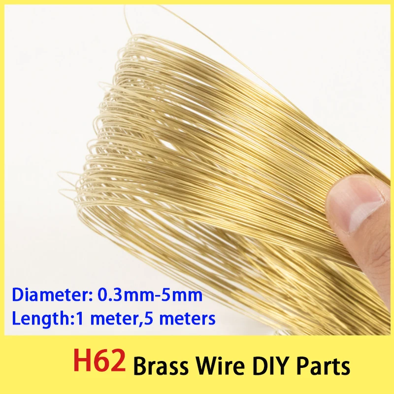 1/5Meter H62 Brass Wire Round Coil Conductive Bare Copper Cable Wires Electric Wire DIY Part Dia0.3/0.5/0.8/1.2/1.6/2.5/3/4/5mm