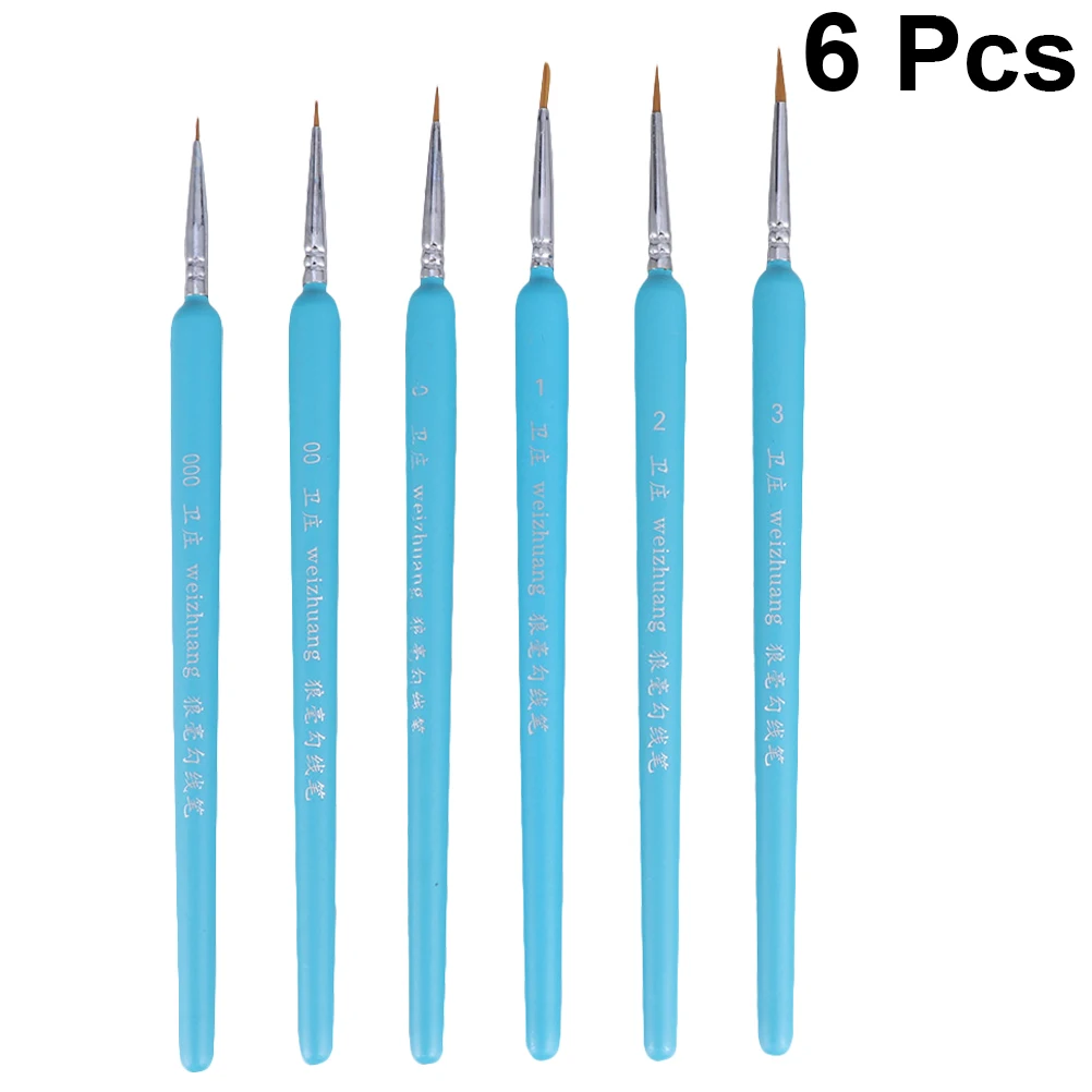

6 Pcs Pencil Paint Brushes Craft Nail Fine Tip for Painting Small Water Color