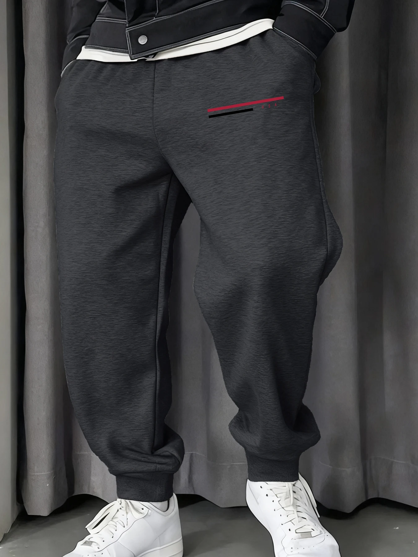 

Usa Simple Line Print Male Sweatpant Trendy Street Long Pants Casual Hip Hop Trousers Sports Multicolor Fashion Unisex Pant