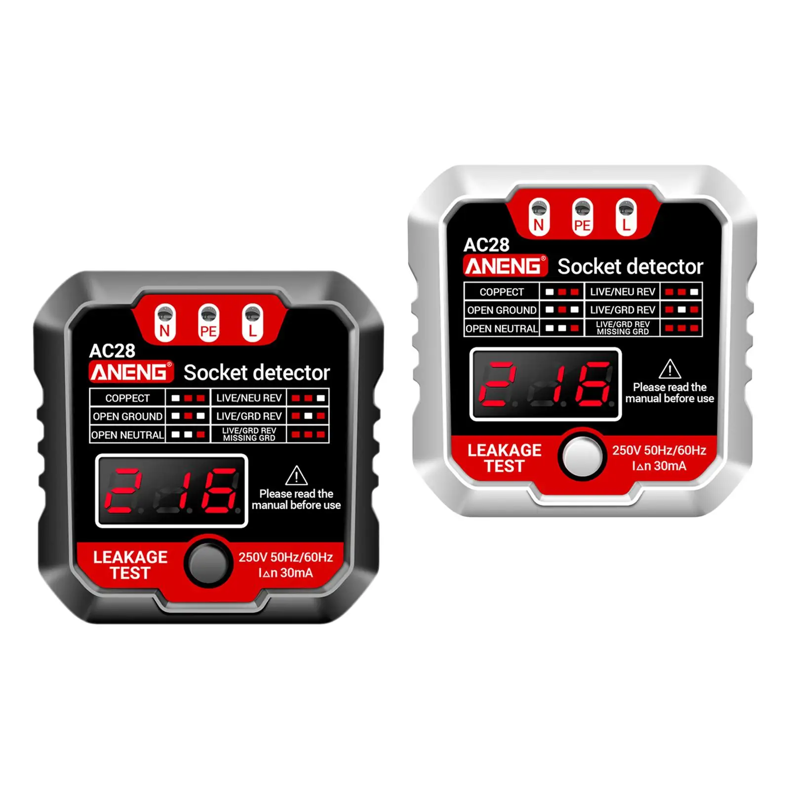 Testador de Tomada com Display Digital, Detector de Plugue, Testador de Voltagem Elétrica para Casa, Laboratório e Escola