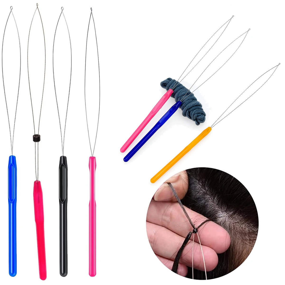 

5Pcs Random Color Threading Tool Cross Stitch Sewing Hair Extension Tufting Wig Crochet Tool Colored Plastic Handle