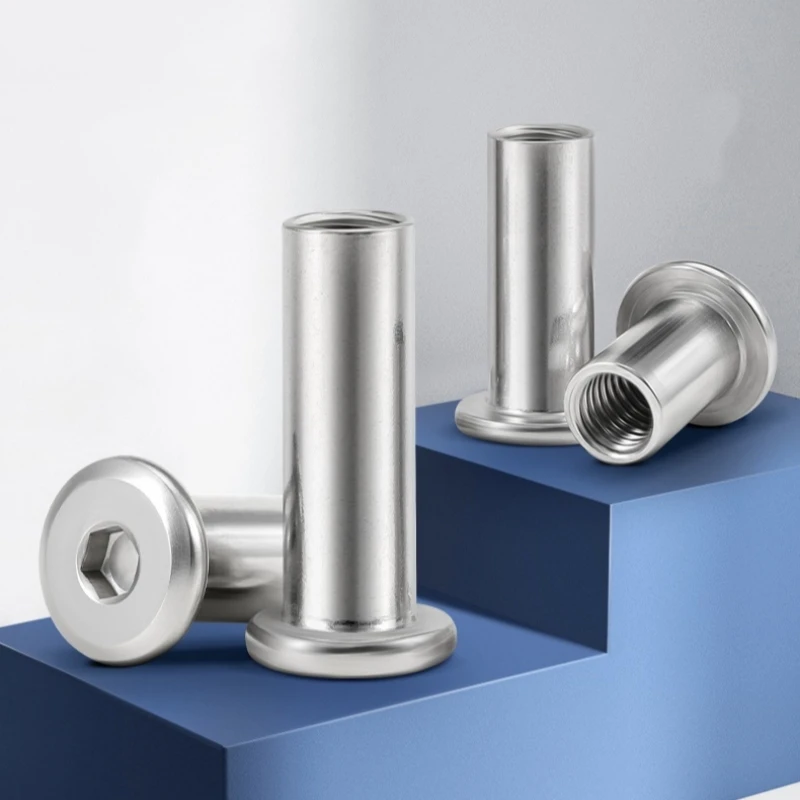 M2 M3 M4 M5 M6 M8 M10 304 Edelstahl Große Flache Innensechskant Möbel Nieten Stecker Einsatz Joint Hülse Kappe Mutter