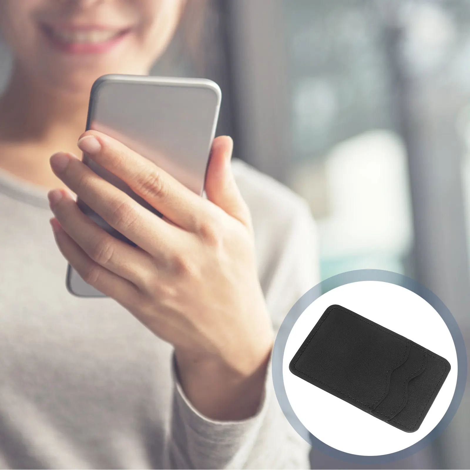 Phone Card Holder Fake Adhesive Back Mount Wallet Dual Slot for Credit Id Business Cards Slim Design Compatible with All