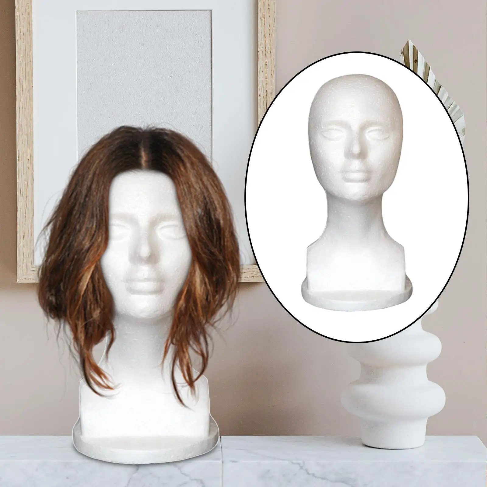 Female Foam Hat Head Hat Display Head Manikin Foam Head for for Home Salon and Travel Display Hat Hair Accessories Glasses