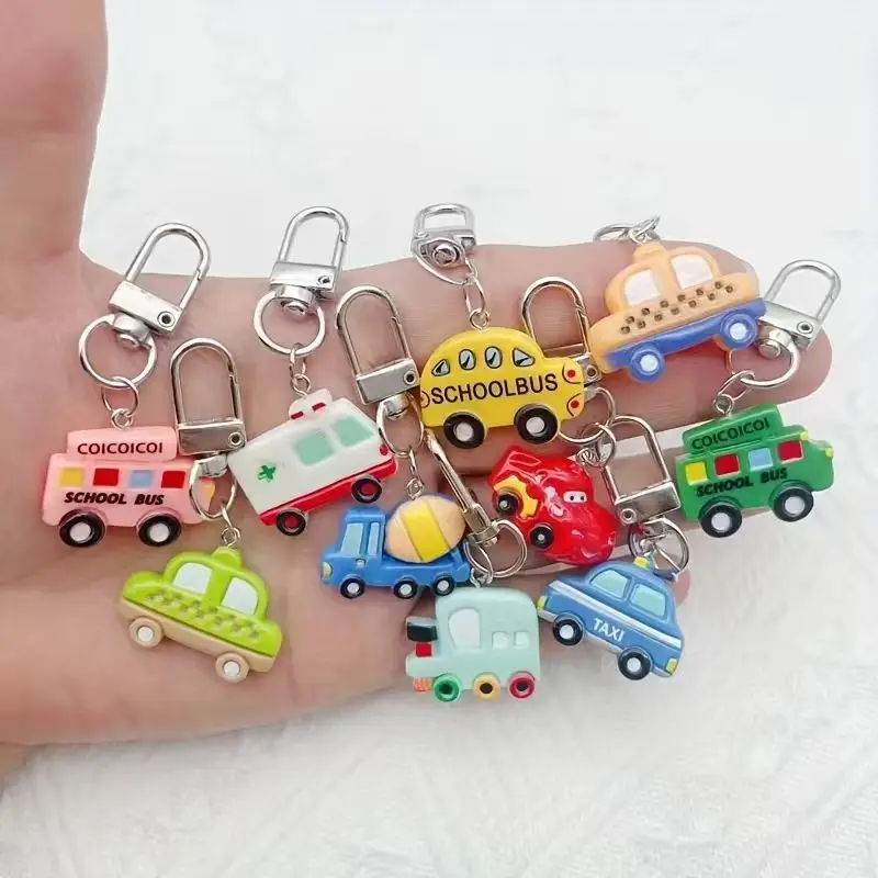 10pcs resin cartoon car keychain, suitable for luggage and mobile phone accessories, is the best choice for gifts