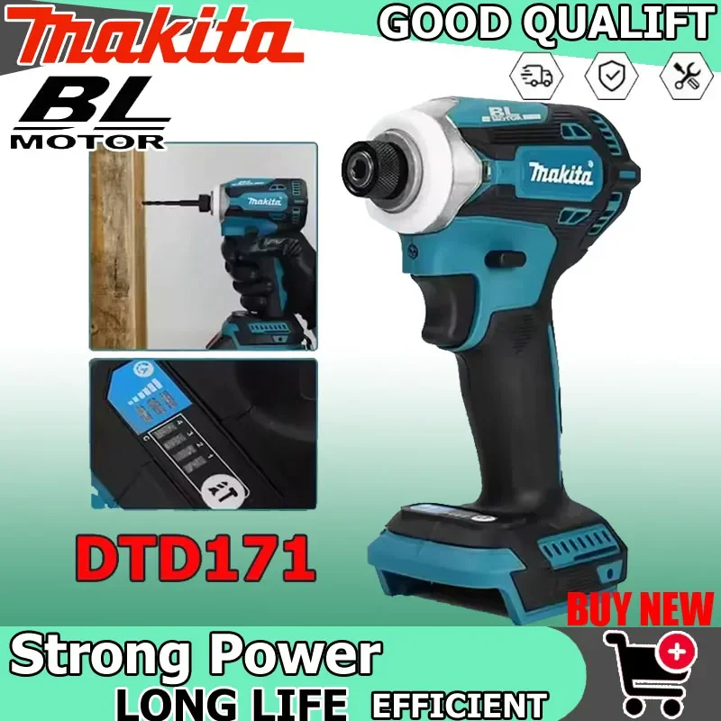

Makita Cordless DTD171 Brushless 18V LXT Impact Driver Electric Screwdriver with 1/4" Hex Chuck, Fastening for Constructio Tool