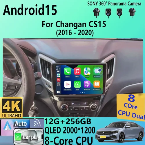 Android 15 Carplay Auto para Changan CS15 2016 2017 2018 2019 2020 reproductor de Radio Multimedia para coche WIFI + 4G pantalla táctil estéreo DSP