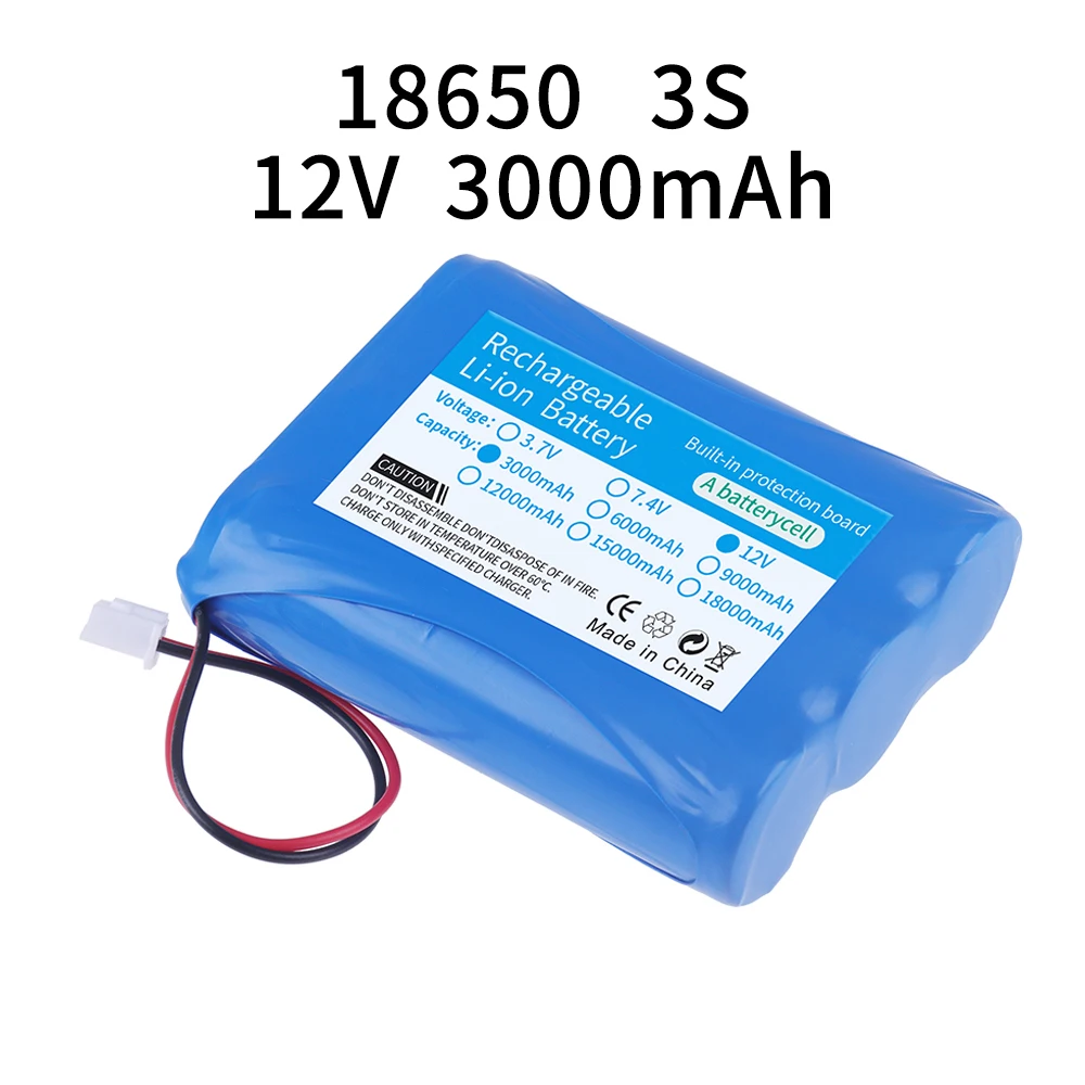 3.7V 7.4V 11.1V 12V 18650 12000mAh met draden Lithium-ion oplaadbare batterij met PCB voor Bluetooth Speaker zonne-koplampen