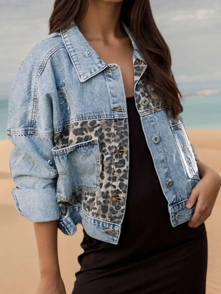 Womens Light Washed Vintage Blue Denim Jacket