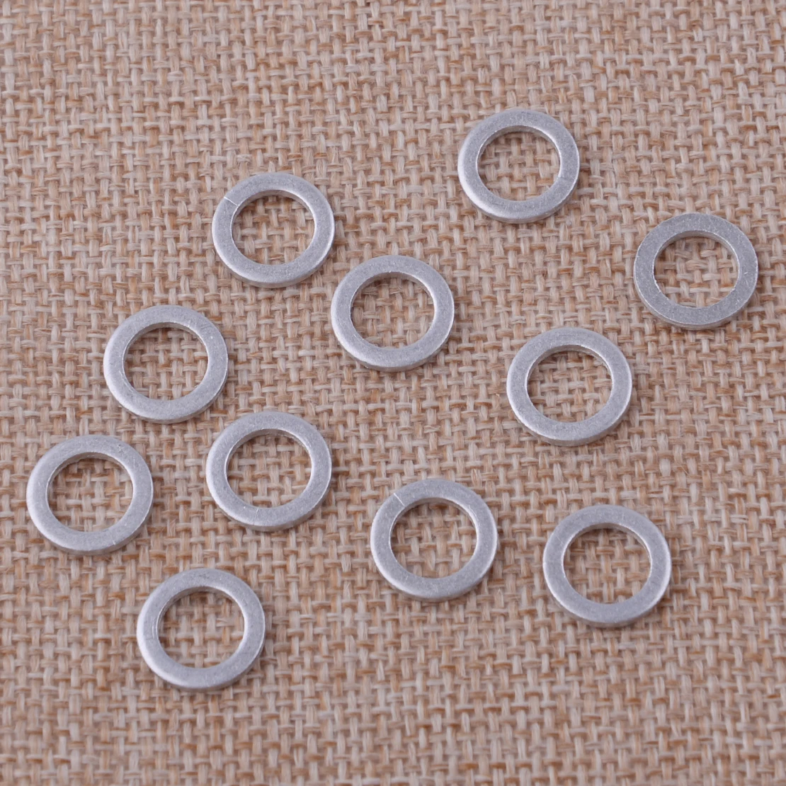 Silver Aluminum Alloy 50pcs Car Engine Oil Crush Washers Drain Plug Gaskets Seal 8mm ID. 12mm OD