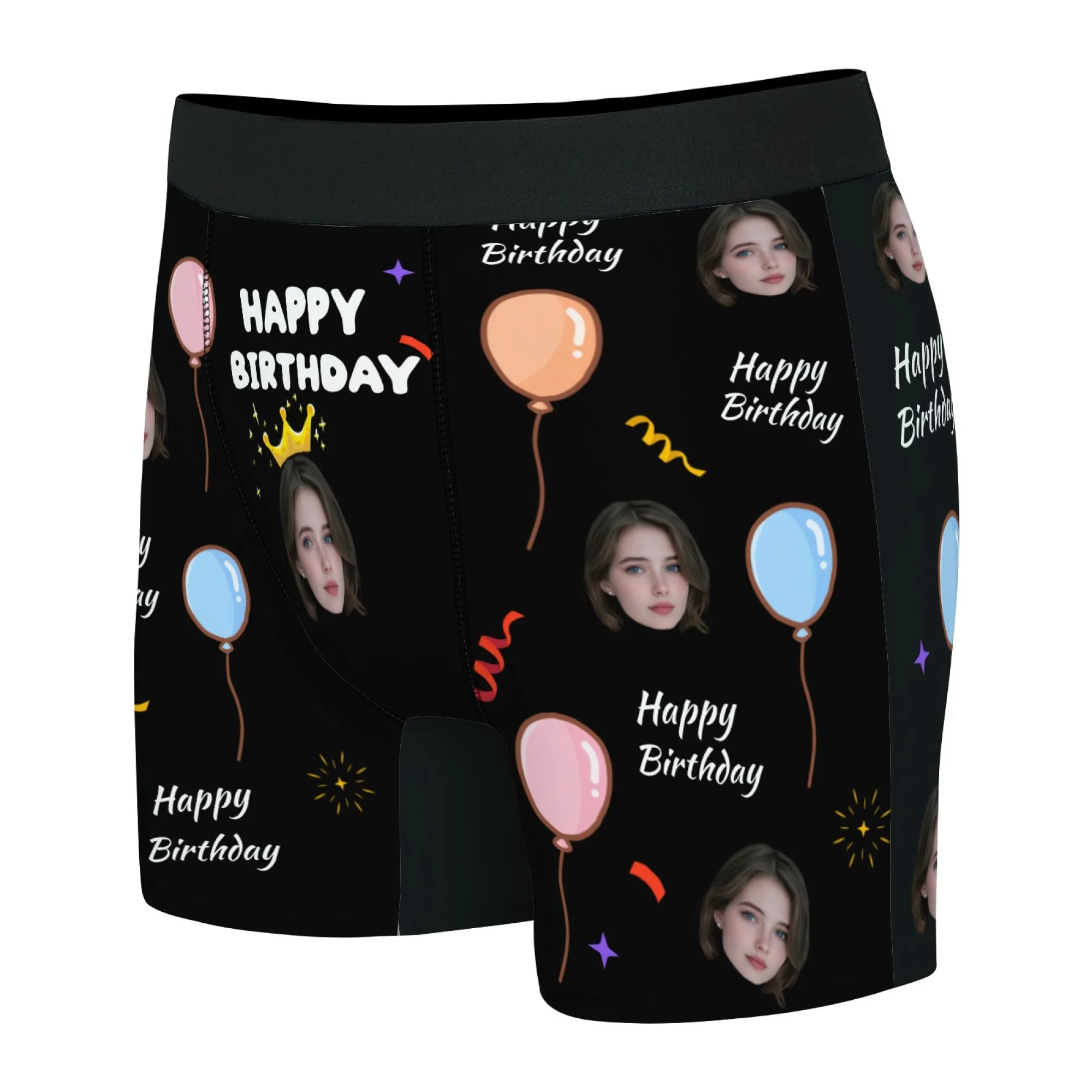 Custom Happy Birthday Face Boxer Briefs Personalized Photo Print Underwear Best Gift for Him Boyfriend Husband