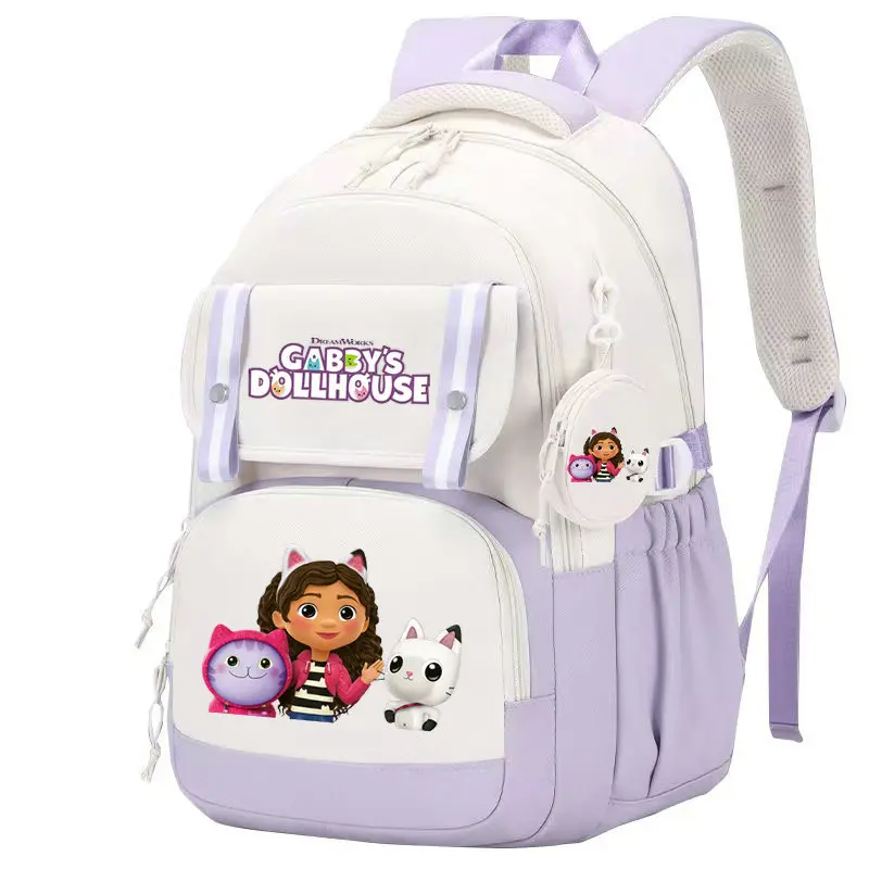 New Gabby Dollhouses Girls School Backpack Kawaii Cartoon Printed School bag Cute Girls School Supplies Children Birthday Gifts