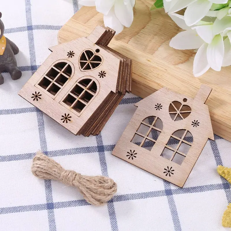 10 pçs/set Casa DIY Pingente Pendurado Enfeite Árvore DIY Artesanato Pa