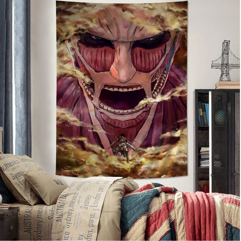 

A-attack On T-titan Anime Printed Large Wall Tapestry Indian Buddha Wall Decoration Witchcraft Bohemian Hippie Wall Art Decor