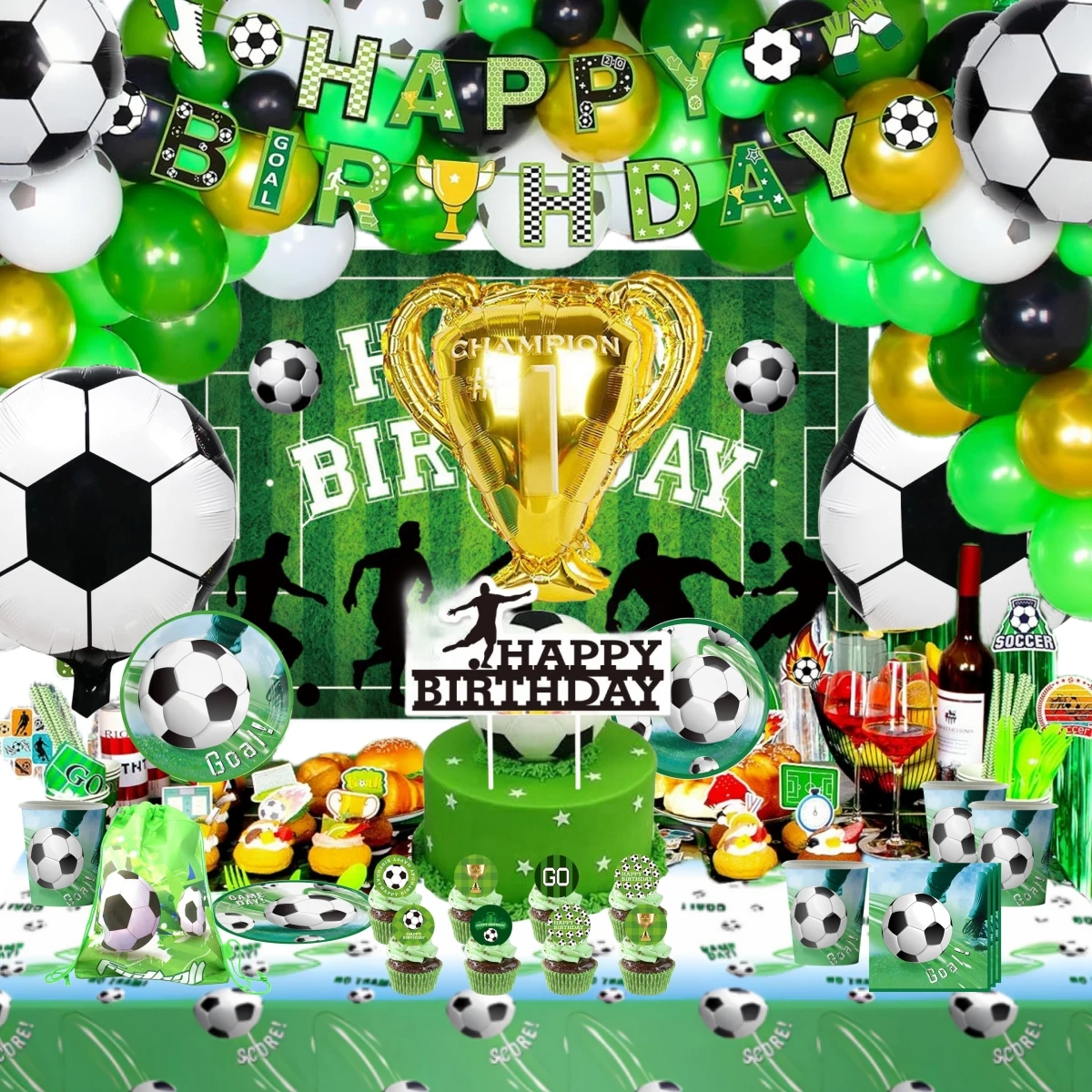 

Soccer Football World Birthday Party Decor Adults Tableware Set Cup Plate Tablecloth Medal Ballons Dackdrop Boys Party Supplies