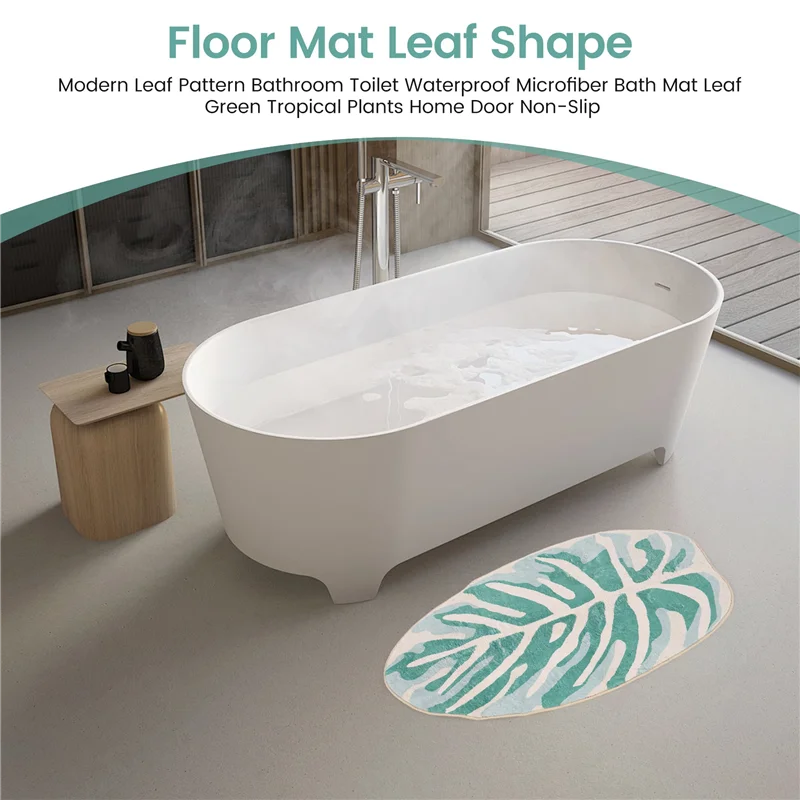 

Y50A-Современный узор листьев для ванной комнаты, туалета, водонепроницаемый коврик из микрофибры для ванной, зеленый лист, тропические растения, нескользящая домашняя дверь