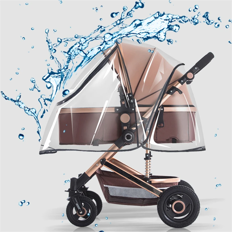 Universal Waterproof Pram Rain Cover Baby Stroller Accessories Transparent Wind Dust Shield Zipper Open for Pushchairs Raincoat