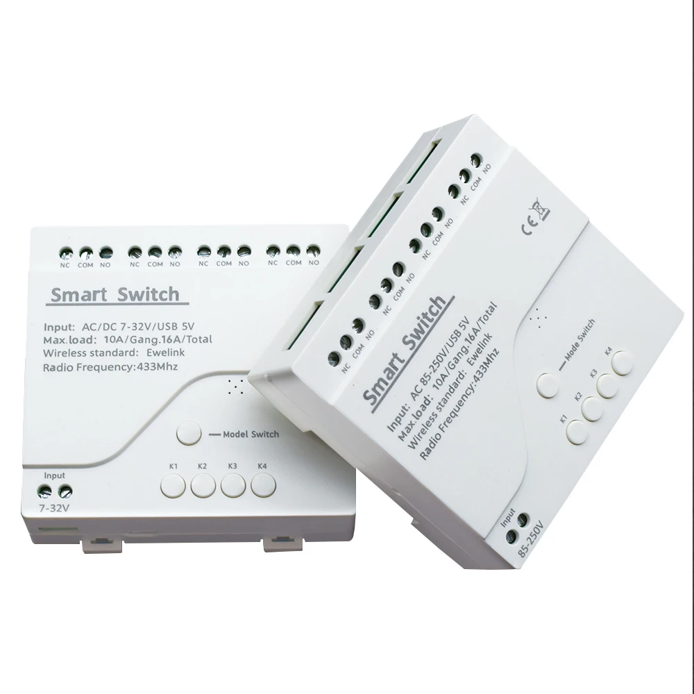 Ewelink 4CH Smart WiFi Switch RF433MHZ Control 7-32V 85-250V Automation Module Relay Works With Alexa Google Home