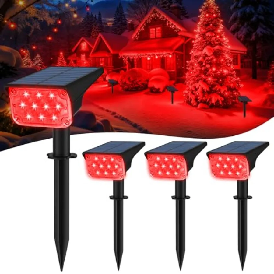 

Рождественские солнечные светильники для улицы, IP5, водонепроницаемые, с автоматическим включением/выключением, регулируемое ландшафтное точечное освещение, садовый прожектор, уличный светильник для деревьев