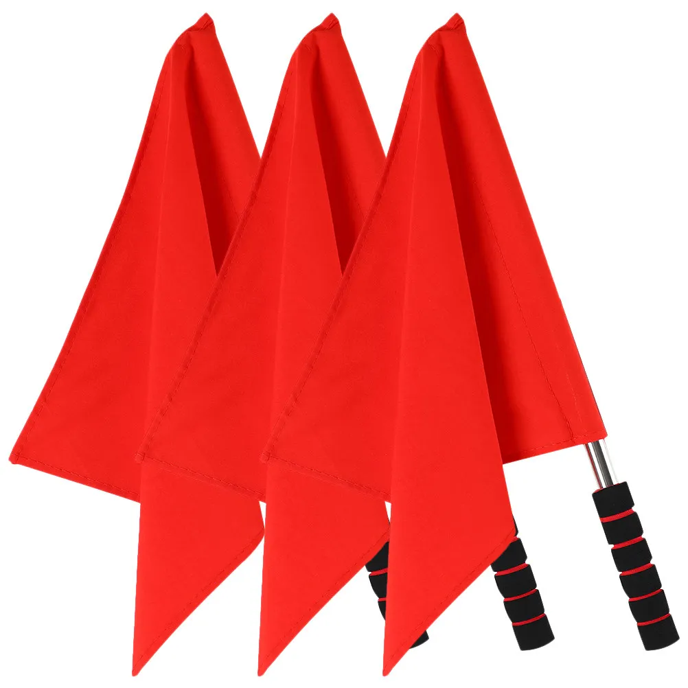 

3Pcs Vibrant Colored Handheld Signal Flags Stainless Steel Construction for Referee Soccer Football Race Athletic Competition