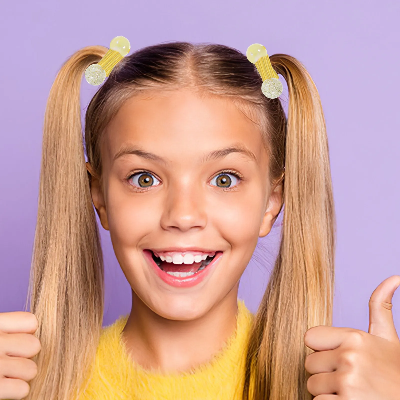 

14Pcs Hair Ties Double Balls Elastic Ponytail Holders Little Ponytail Holders Cute Decorative Hair Accessories