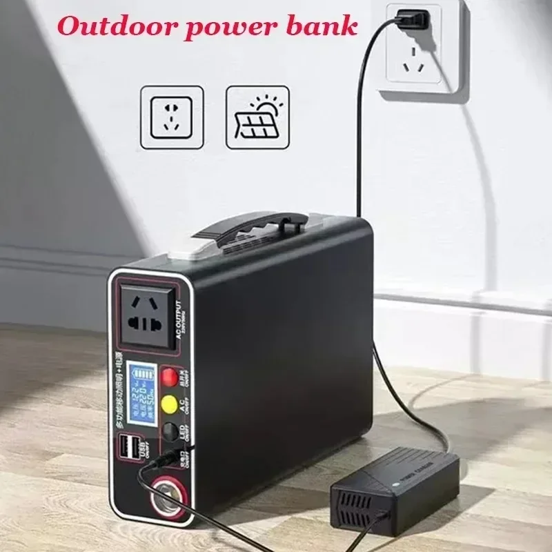 Banco de potência portátil para acampamento ao ar livre, 90000mAh, 220V, 300W, display LED de emergência doméstica, sistema de energia Lifepo4, gerador recarregável