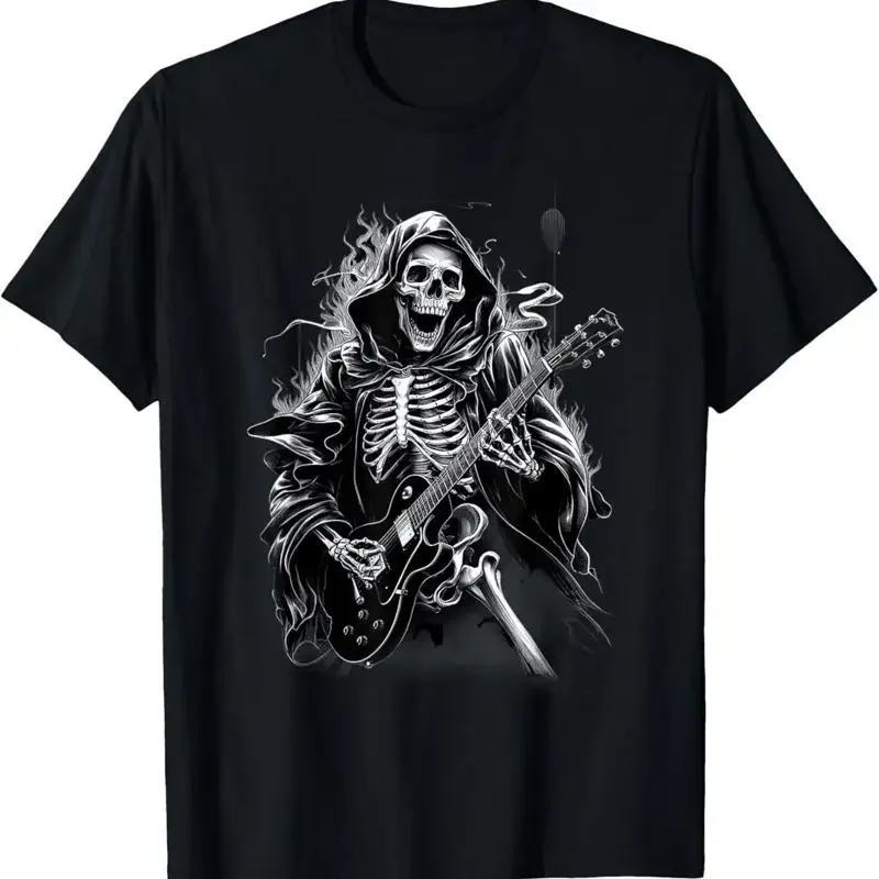 Vintage Death Skeleton Guitar Guy Rock And Roll Band On T Shirt