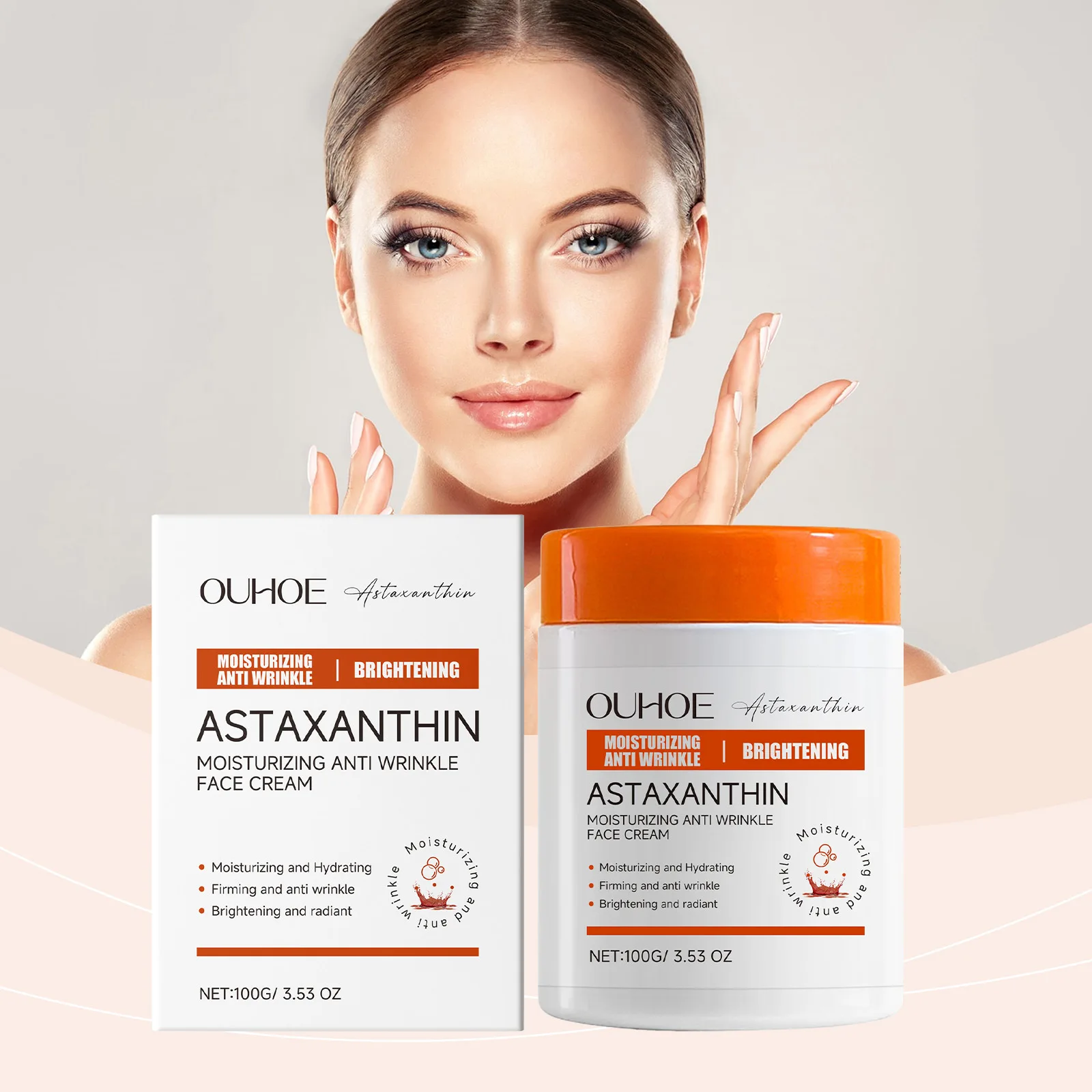 

OUHOE Astaxanthin Moisturizer Facial Skin Moisturizing Care Skin Barrier Apply Skin Care Cream Reduce Fine Lines and Dryness