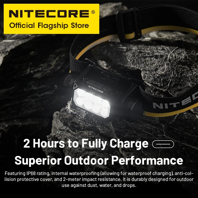 NITECORE HC65 UHE LED Headlamp 2000 Lumen USB-C Rechargeable 8 Core UHE LED Headlight Dual Beam,4000mAh 18650 Li-ion Battery