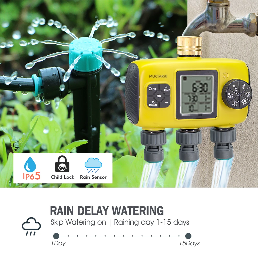 30-50M 16mm Main Pipe Line Micro-Drip Irrigation Kit 13cm 8-Hole Dropper Sprinkler 1/4