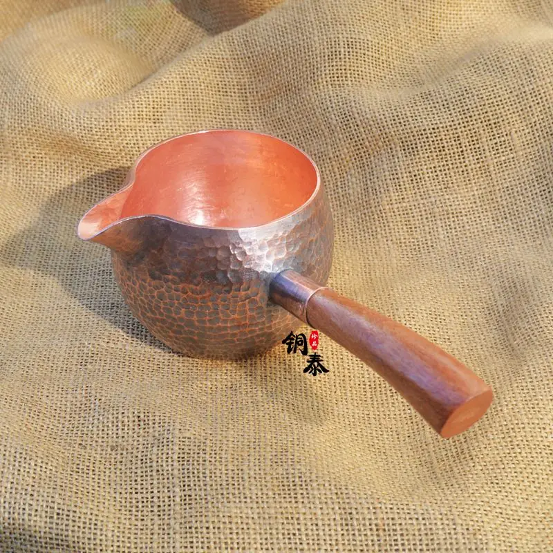 

Pure Copper Customized Scoop Antique Cup With Wooden Handle Handmade Thick
