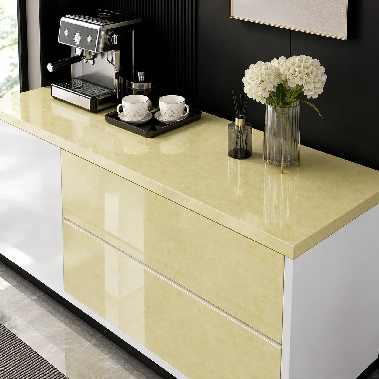 Glossy Finish Marble-Patterned Wall Stickers Heat-Resistant And Oil-Proof—Ideal For Decorating Kitchens And Bathrooms.