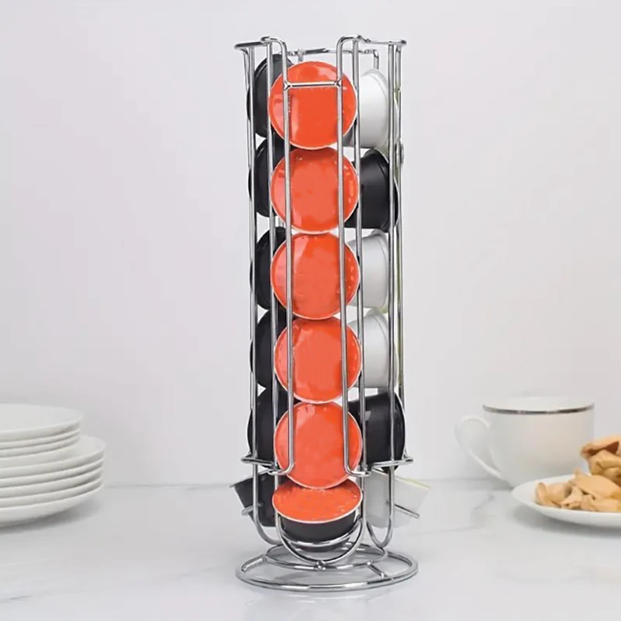 Soporte para cápsulas de café, estante organizador para barra de café, almacenamiento de cápsulas de café, soporte giratorio para 28 cápsulas para línea Nespresso Vertuo