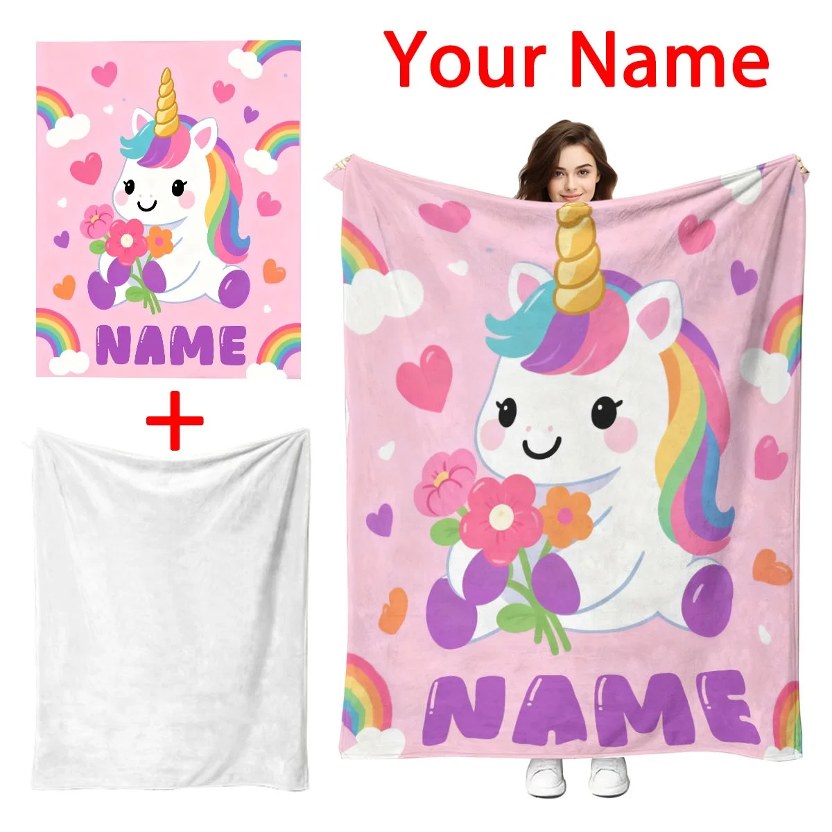 Benutzerdefinierte Namensdecke, Flanell, personalisierbar, für den Winter, Plüsch, dick, weich, warm, gemütlich, bequem, für Sofa, Bett, Büro, Überwurf, Luxus-Fleece