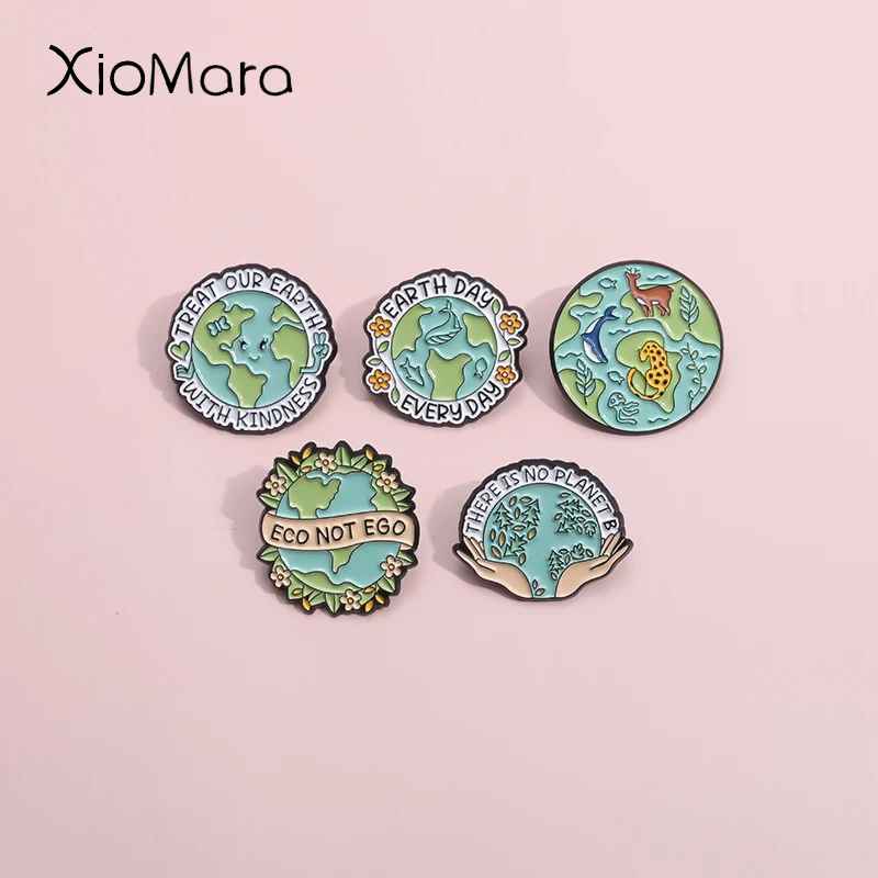 Protecting Our Ecological Environment Enamel Pins Custom Earth Day Every Day Brooches Lapel Badges Funny Nature Jewelry Gift