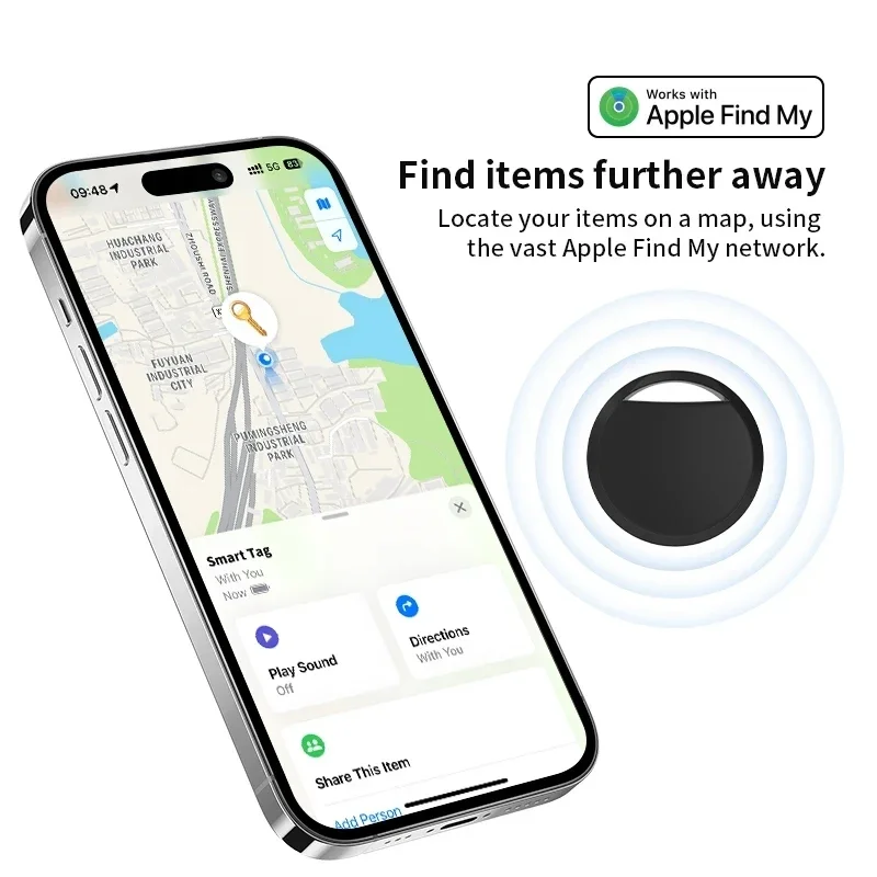 Kayıp önleyici cihaz Anahtarlar için bagaj cüzdanı Akıllı etiket Apple Find My ile çalışır (yalnızca iOS)GPS Smart Air etiketi Bluetooth