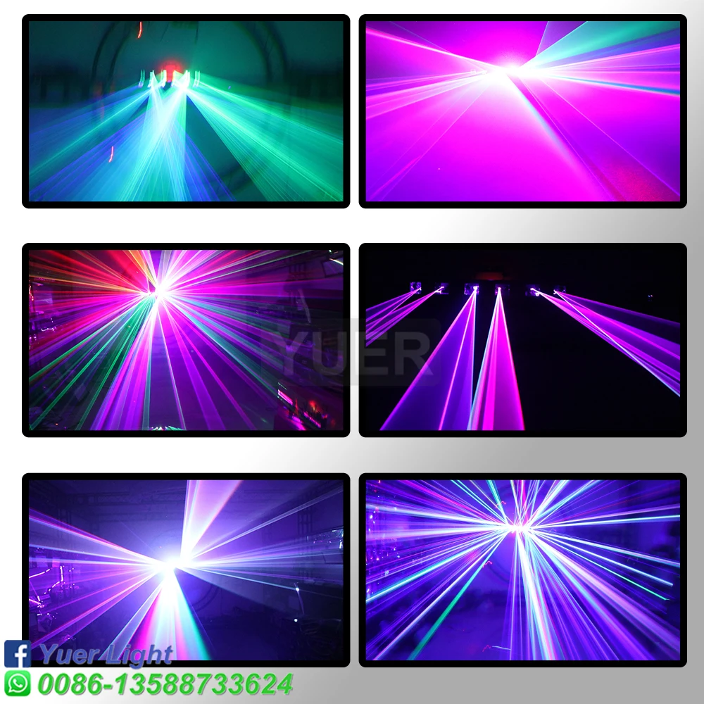 NEW 6 Eyes RGB Fan Shape Laser Stage Lighting Effect Projector DMX Music Sound For DJ Disco Party Bar Christmas Holiday Lamp