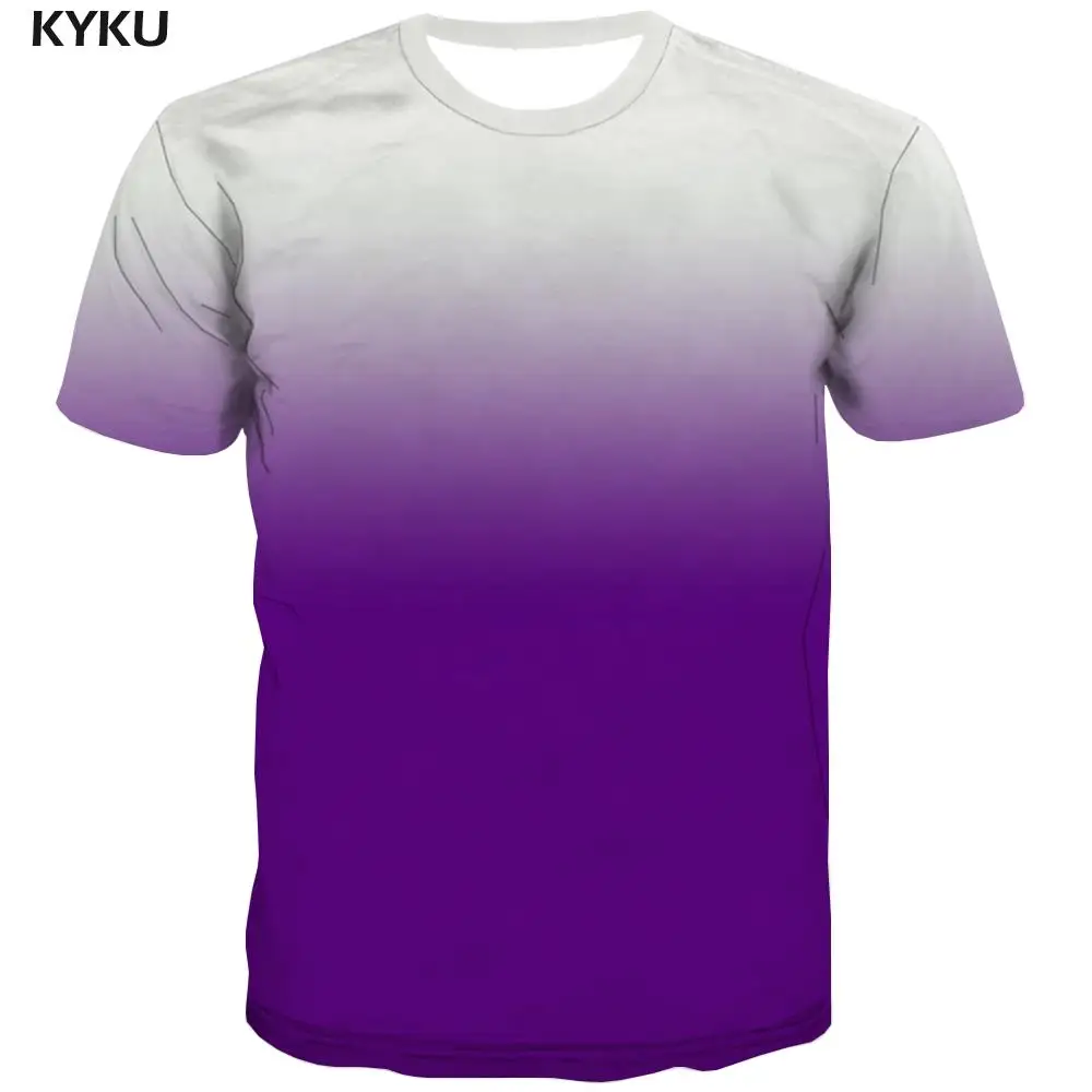 2022 Oversized Men\'s 3d Gradient T Shirt Casual Solid Color Purple Anime Clothes Hip Hop Printed Clothes