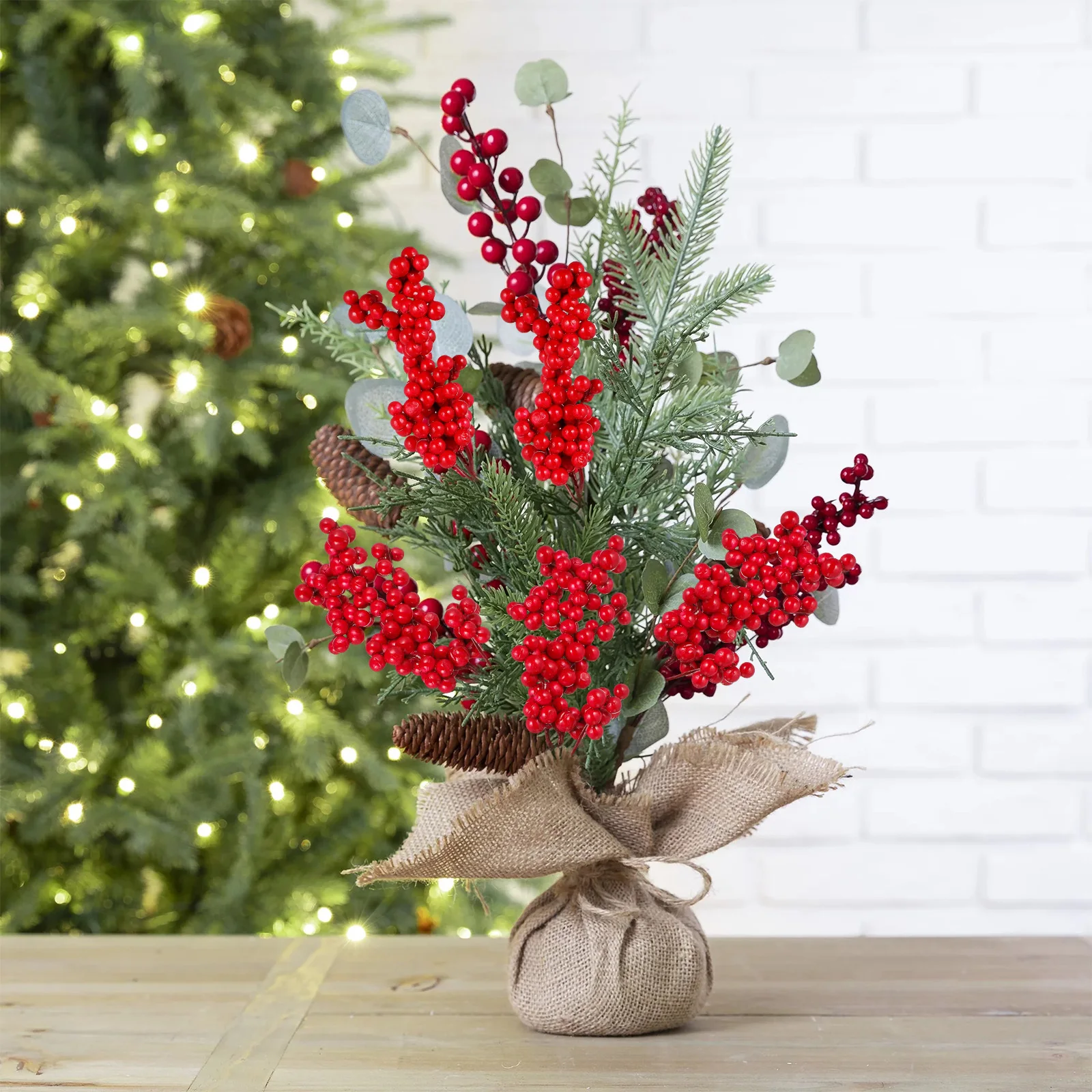 

10pcs Simulation Red Berry Branch Artificial Berries For Christmas Wedding Party Decor Bouquet Diy Craft Centerpiece Holiday