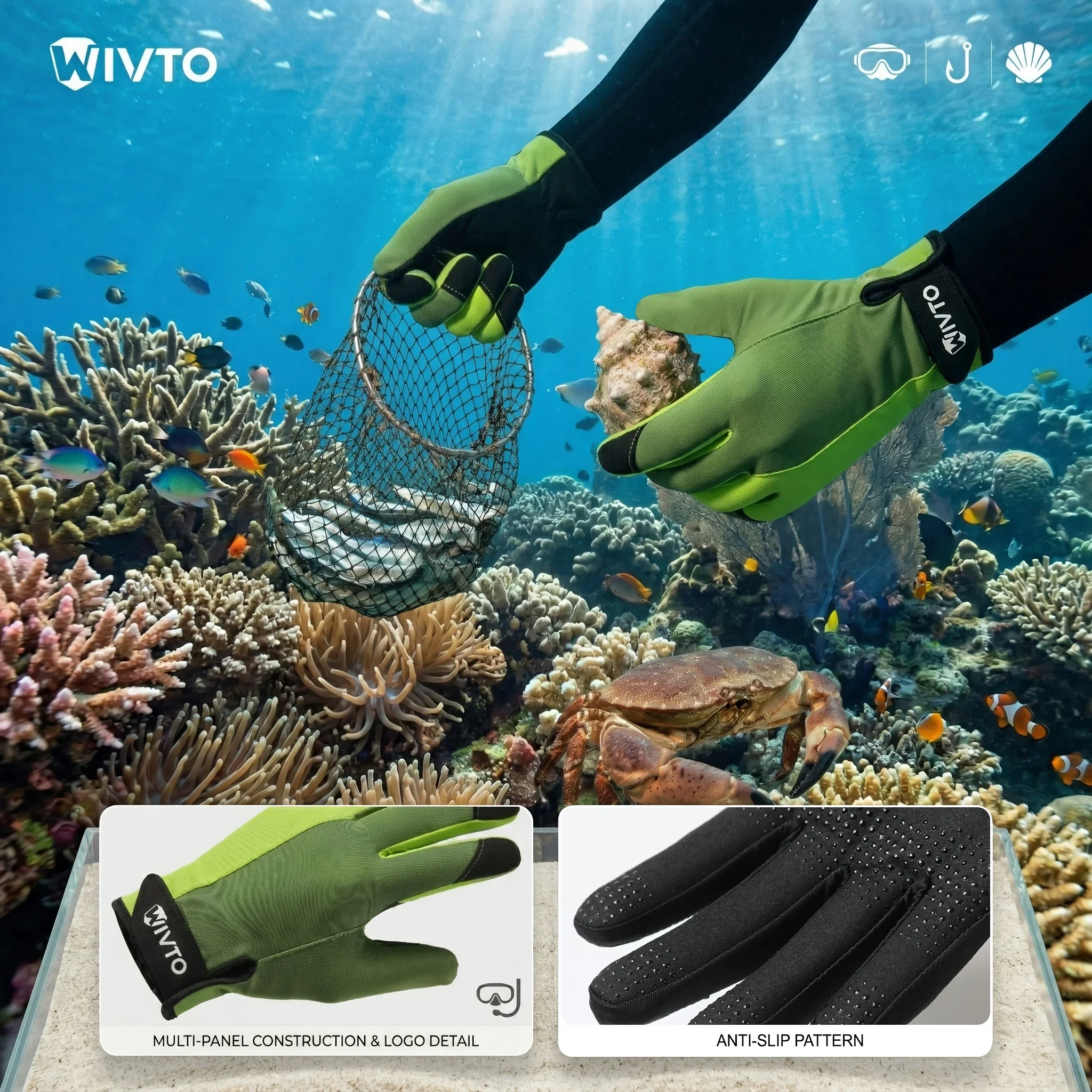 

1 Pair Summer Men'S Diving Gloves Men Women Breathable Elasticity Full Finger Outdoor Gloves for Outdoor Sports Hiking Camping Fishing Cycling