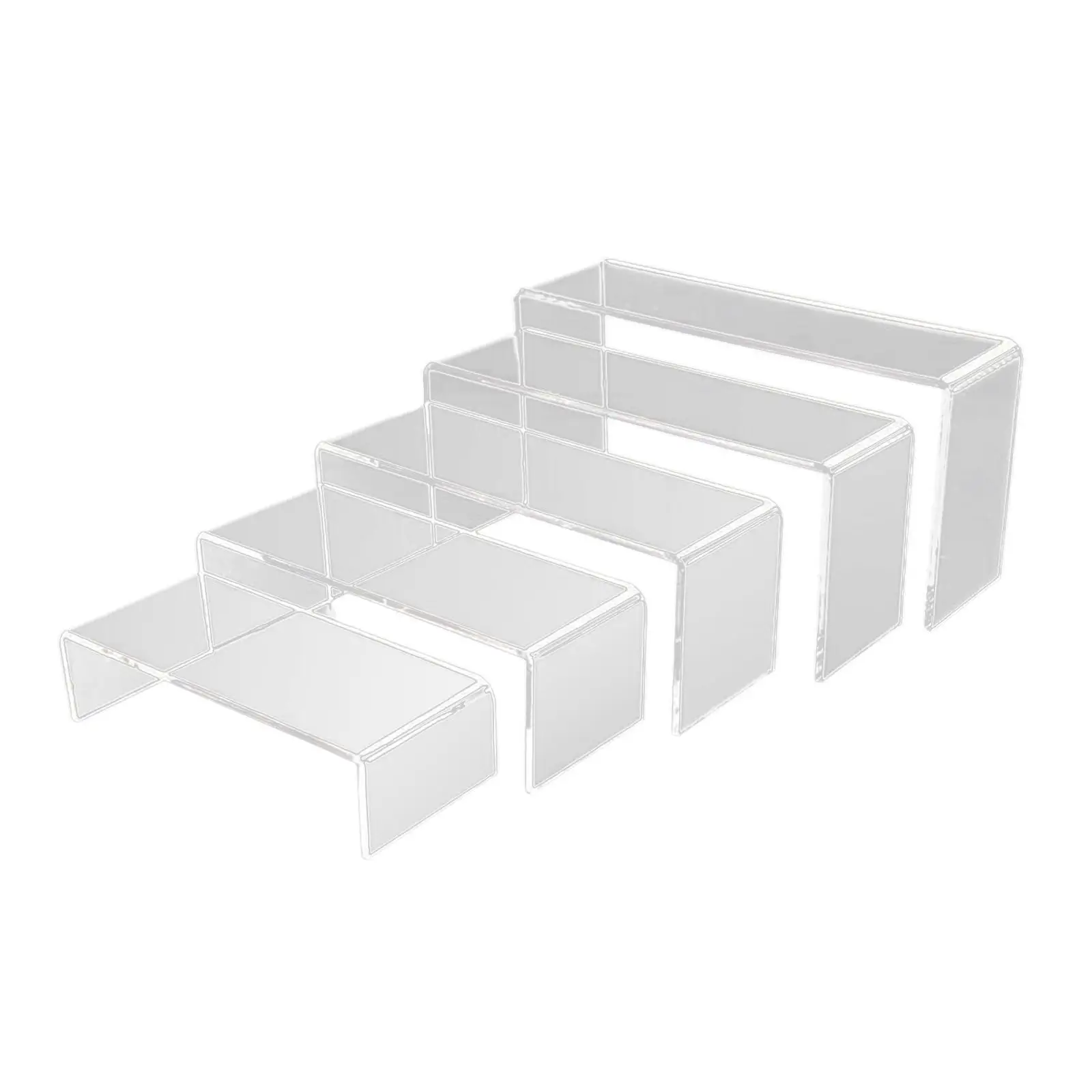 5 Pieces Acrylic Display Risers Rectangular Showcase, Multipurpose Organizer Acrylic Stand Cupcake Stand for Action Figures