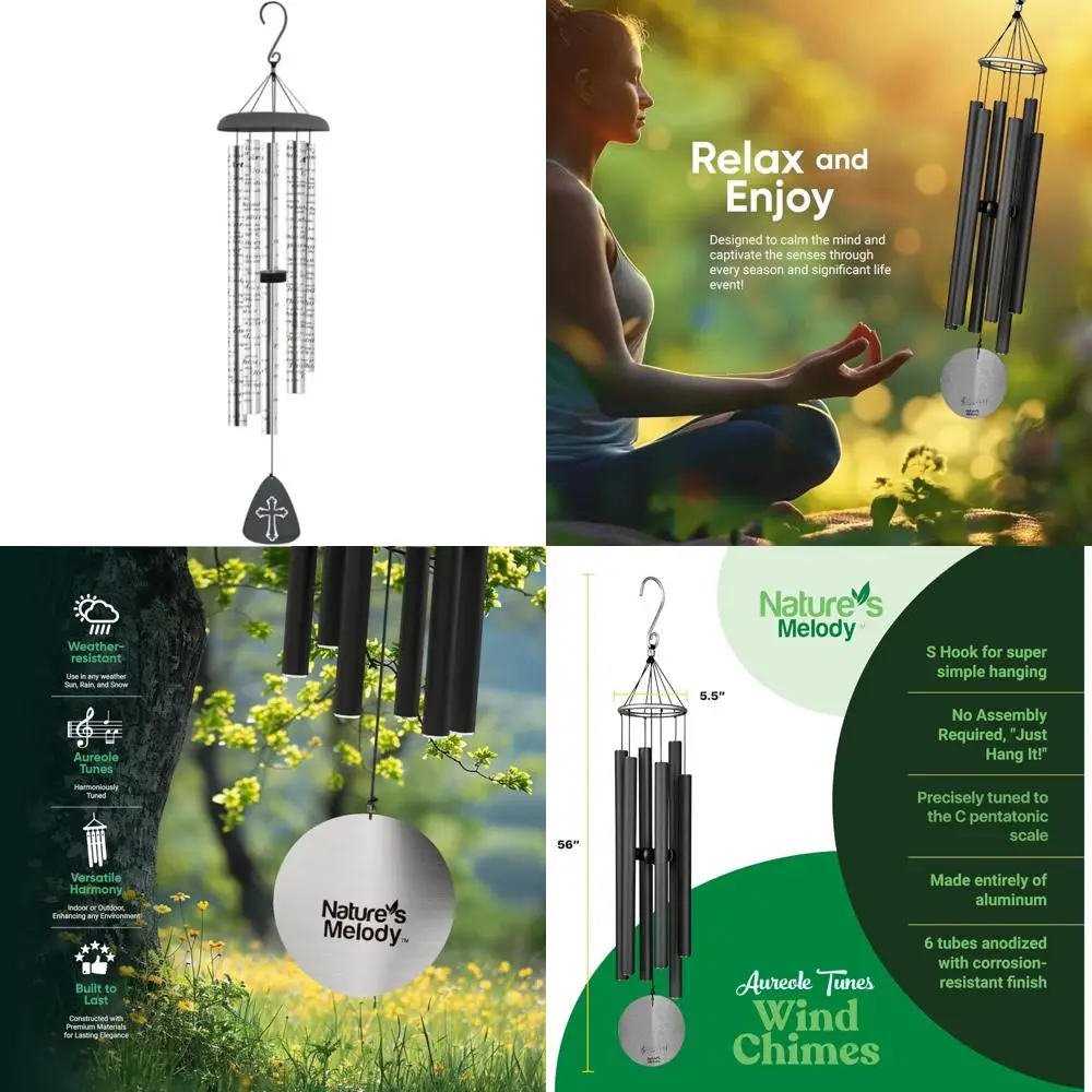 

44-inch Sonnet Wind Chime Set - How Great Thou Art Theme - Elegant Outdoor Decor