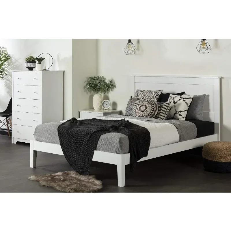 

Vito Collection 5-Drawer Dresser 16.88"D X 31.5"W X 48.75"H Pure White with Matte Nickel Handles, Bedroom Sets