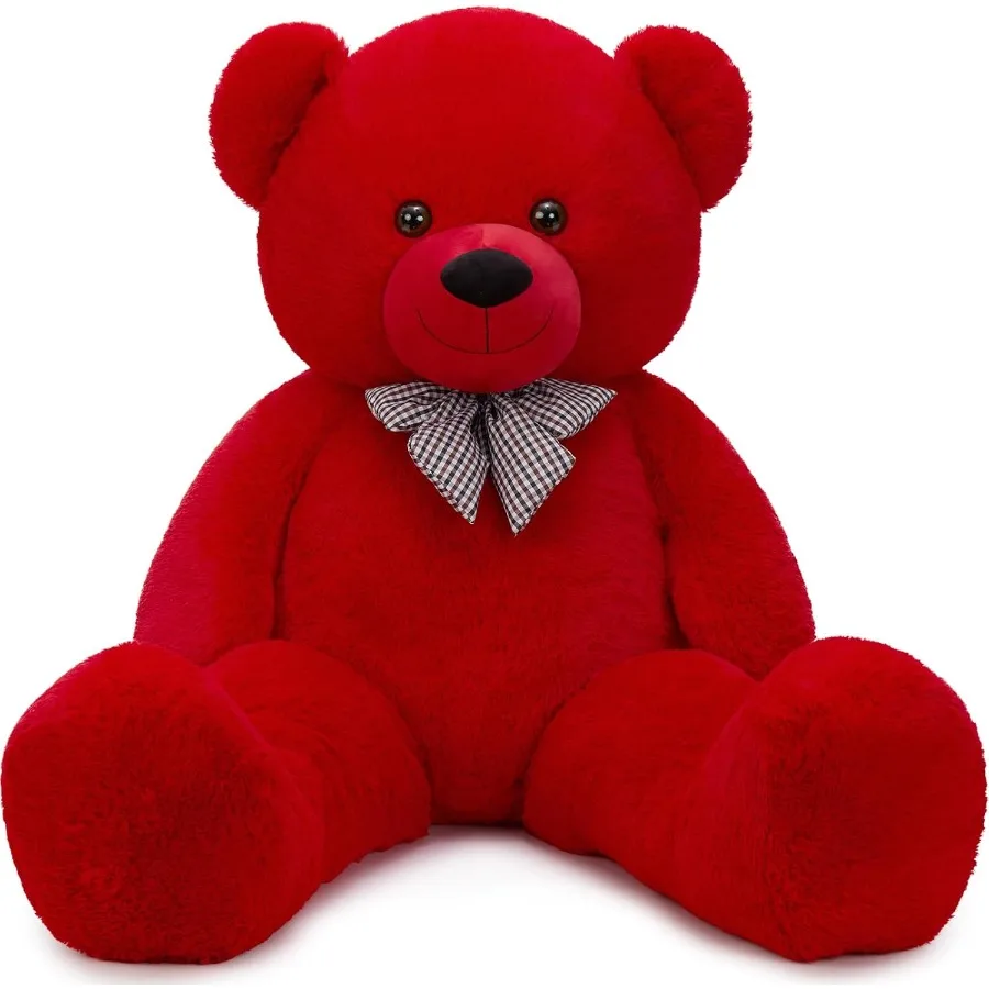 

55 inches Life Size Big Plush Stuffed Animal Red Teddy Bear Adorable and Soft Gift for Christmas Valentine Birthday or Long Dis