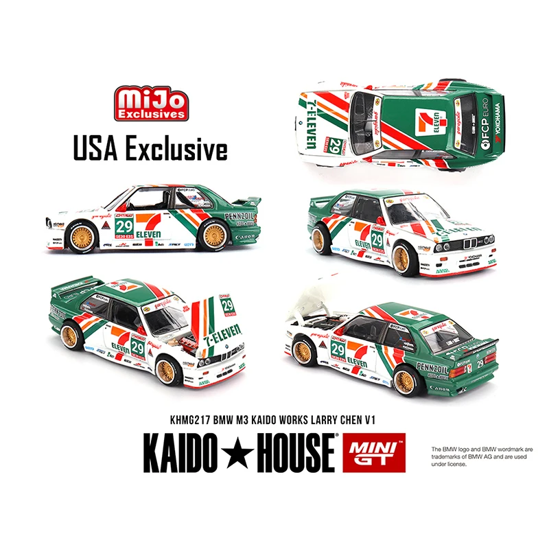

PreSale KHMG 217 1:64 BMW M3 KAIDO WORKS LARRY CHEN V1 USA Exclusive Openable Hood Diecast Car Model Kaido House MINIGT