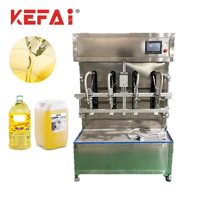 KEFAI Semi Automatic 4 Head Edible Oil Filling Machinery 20L Bottle Lube Oil Filling Bottling Machine