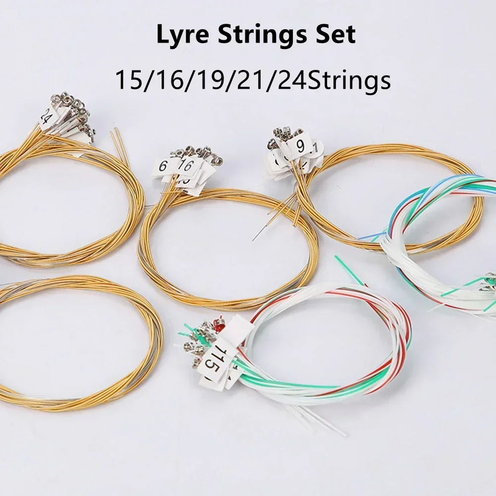 15/16/19/21/24Strings Lyre Brass Strings Set Lyre Harp Nylon String Replacement For Musical Instrument Piano String Parts New